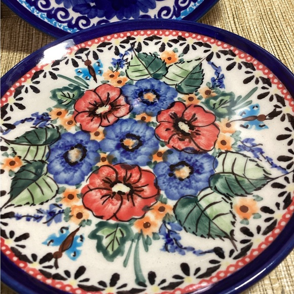 Vintage Unikat Polish Pottery 4 Different Artist 6.5” Dessert plates - Picture 4 of 7